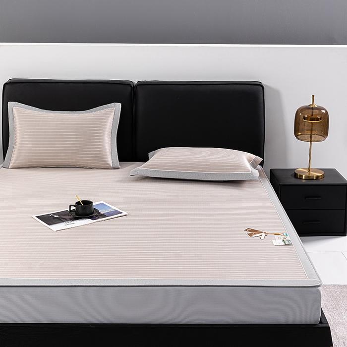 91家纺网 家纺一手货源 找家纺 小牛席业 2026新款无印风纯色凉感冰丝系列（床笠款）凉席藤席冰藤席冰丝席竹席乳胶席凉感豆豆席草席空调席 香槟