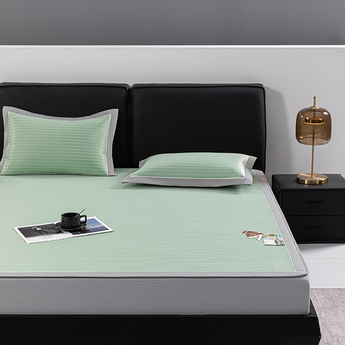 91家纺网 家纺一手货源 找家纺 小牛席业 2026新款无印风纯色凉感冰丝系列（床笠款）凉席藤席冰藤席冰丝席竹席乳胶席凉感豆豆席草席空调席 绿色