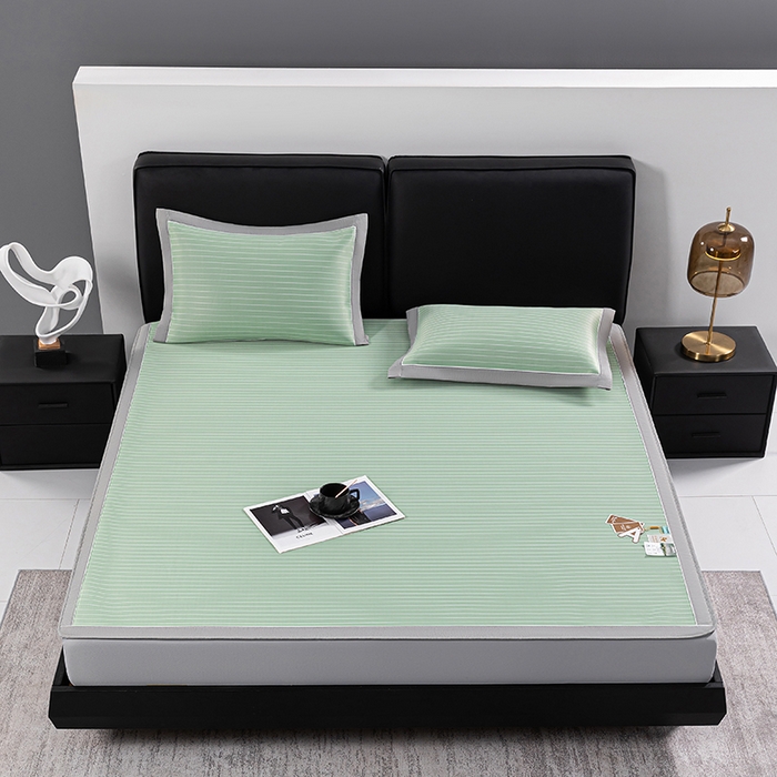 91家纺网 家纺一手货源 找家纺 小牛席业 2026新款无印风纯色凉感冰丝系列（床笠款）凉席藤席冰藤席冰丝席竹席乳胶席凉感豆豆席草席空调席 绿色