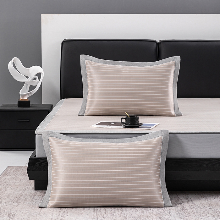 91家纺网 家纺一手货源 找家纺 小牛席业 2026新款无印风纯色凉感冰丝系列（床笠款）凉席藤席冰藤席冰丝席竹席乳胶席凉感豆豆席草席空调席 香槟