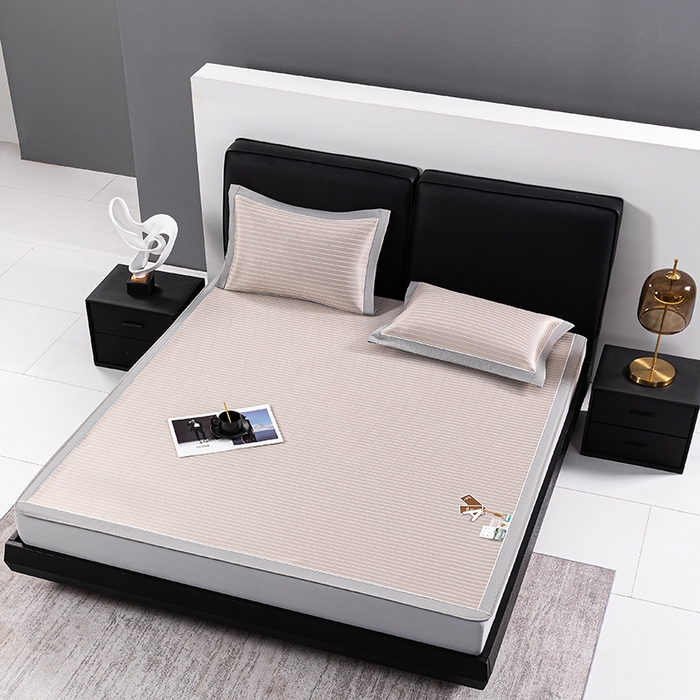 91家纺网 家纺一手货源 找家纺 小牛席业 2026新款无印风纯色凉感冰丝系列（床笠款）凉席藤席冰藤席冰丝席竹席乳胶席凉感豆豆席草席空调席 香槟