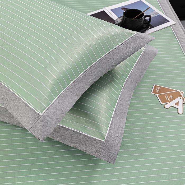 91家纺网 家纺一手货源 找家纺 小牛席业 2026新款无印风纯色凉感冰丝系列（床笠款）凉席藤席冰藤席冰丝席竹席乳胶席凉感豆豆席草席空调席 绿色