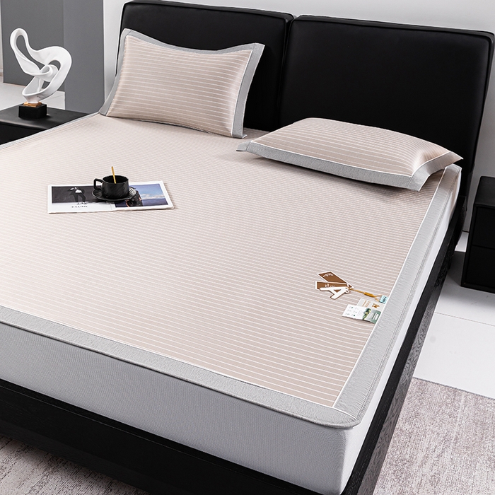 91家纺网 家纺一手货源 找家纺 小牛席业 2026新款无印风纯色凉感冰丝系列（床笠款）凉席藤席冰藤席冰丝席竹席乳胶席凉感豆豆席草席空调席 香槟