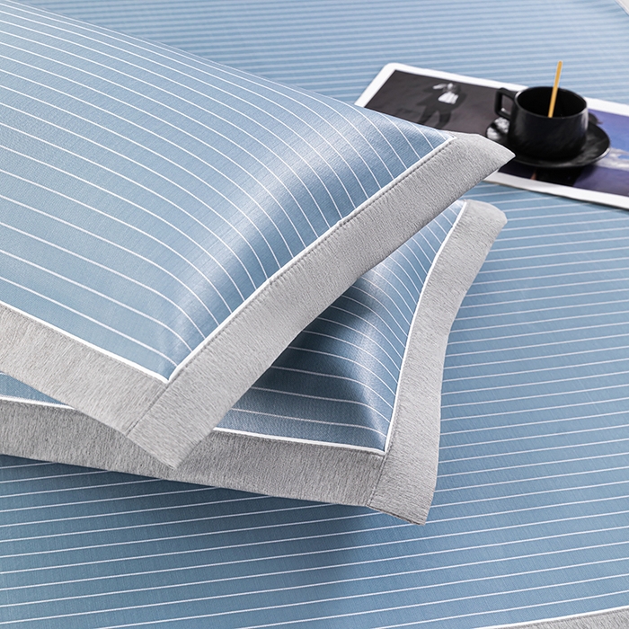 91家纺网 家纺一手货源 找家纺 小牛席业 2026新款无印风纯色凉感冰丝系列（床笠款）凉席藤席冰藤席冰丝席竹席乳胶席凉感豆豆席草席空调席 蓝色