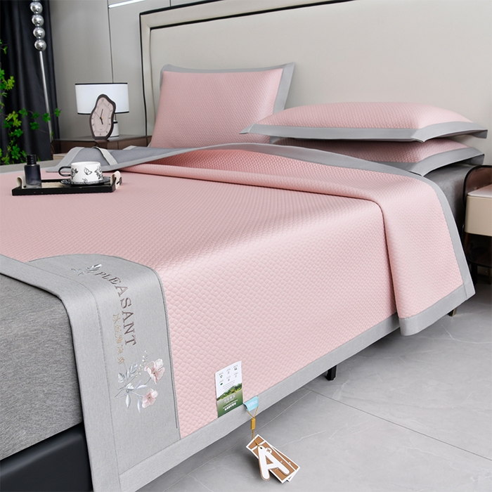 小牛席业 2026款3D按摩-鲜花冷感豆豆席系列藤席冰藤席冰丝席可机洗凉感冰丝席豆豆席PE霸王藤席 粉色