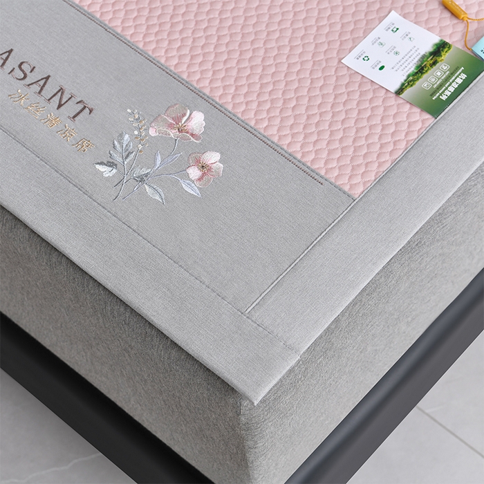 91家纺网 家纺一手货源 找家纺 小牛席业 2026款3D按摩-鲜花冷感豆豆席系列藤席冰藤席冰丝席可机洗凉感冰丝席豆豆席PE霸王藤席 粉色