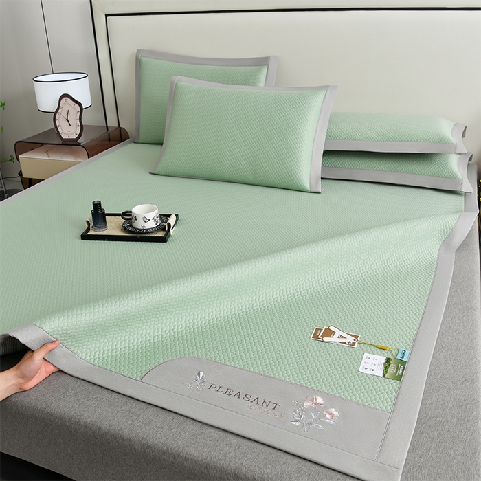 91家纺网 家纺一手货源 找家纺 小牛席业 2026款3D按摩-鲜花冷感豆豆席系列藤席冰藤席冰丝席可机洗凉感冰丝席豆豆席PE霸王藤席 绿色