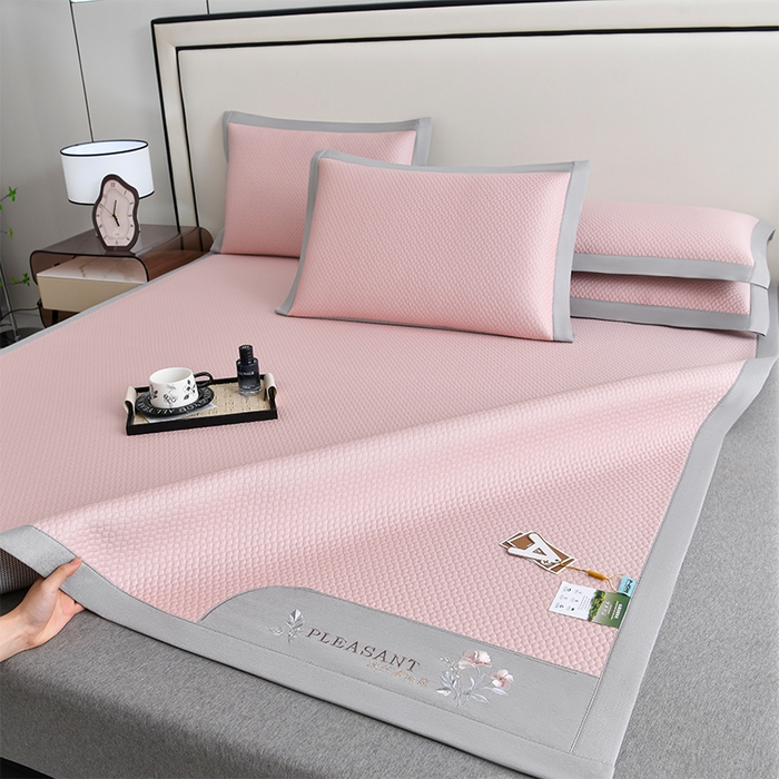 91家纺网 家纺一手货源 找家纺 小牛席业 2026款3D按摩-鲜花冷感豆豆席系列藤席冰藤席冰丝席可机洗凉感冰丝席豆豆席PE霸王藤席 粉色