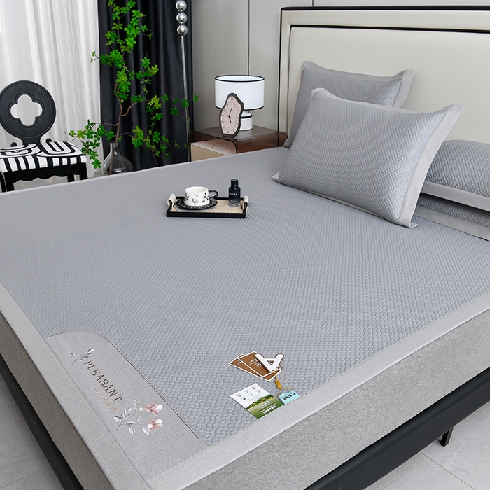 91家纺网 家纺一手货源 找家纺 小牛席业 2026款3D按摩-鲜花冷感豆豆席系列藤席冰藤席冰丝席可机洗凉感冰丝席豆豆席PE霸王藤席 灰色