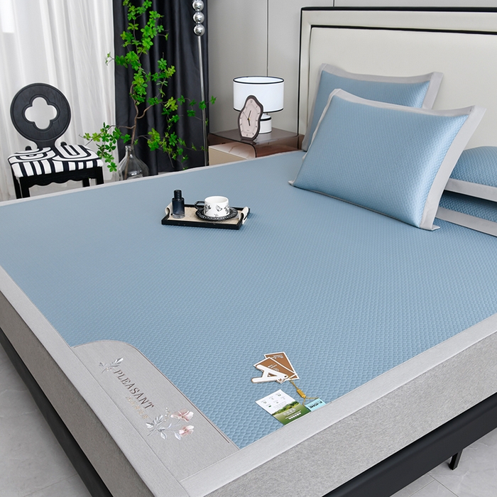 91家纺网 家纺一手货源 找家纺 小牛席业 2026款3D按摩-鲜花冷感豆豆席系列藤席冰藤席冰丝席可机洗凉感冰丝席豆豆席PE霸王藤席 蓝色