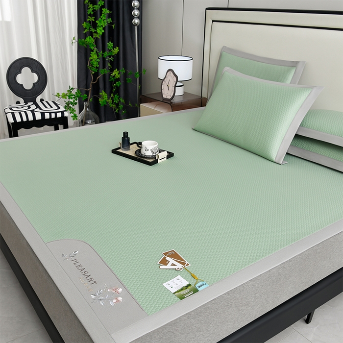 91家纺网 家纺一手货源 找家纺 小牛席业 2026款3D按摩-鲜花冷感豆豆席系列藤席冰藤席冰丝席可机洗凉感冰丝席豆豆席PE霸王藤席 绿色