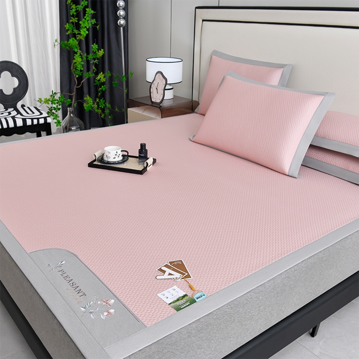 91家纺网 家纺一手货源 找家纺 小牛席业 2026款3D按摩-鲜花冷感豆豆席系列藤席冰藤席冰丝席可机洗凉感冰丝席豆豆席PE霸王藤席 粉色