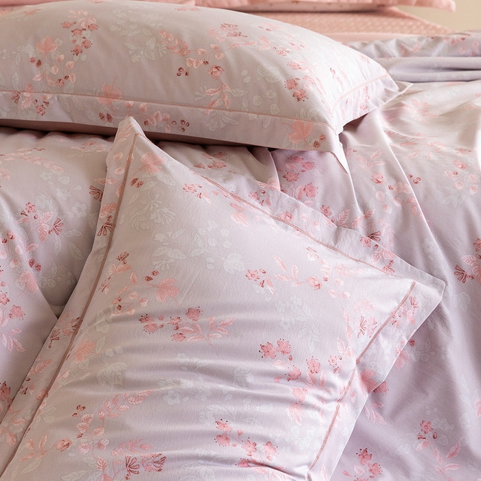 91家纺网 家纺一手货源 找家纺 立奥被业 2026新品冰丝棉夏被四件套竹节纱夏被四件套 殷枝静语-粉