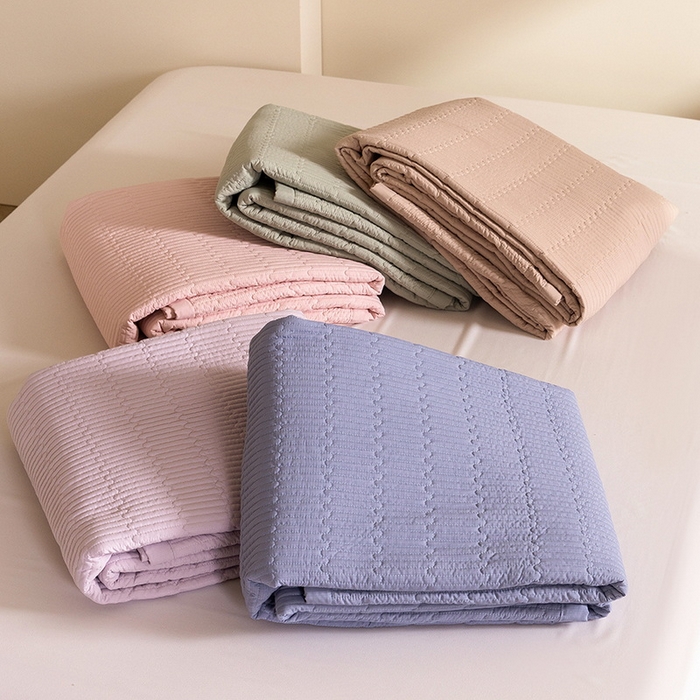 91家纺网 家纺一手货源 找家纺 立奥被业 2026新品冰丝棉夏被四件套竹节纱夏被四件套 组合