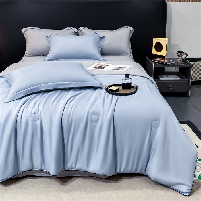 91家纺网 家纺一手货源 找家纺 （总）优贝家纺 2026新款100%莱赛尔纯色天丝面料夏被四件套终版