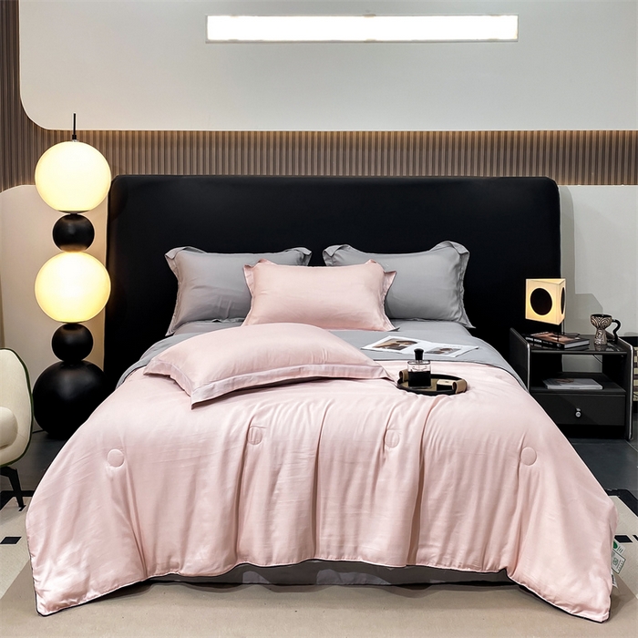 91家纺网 家纺一手货源 找家纺 （总）优贝家纺 2026新款100%莱赛尔纯色天丝面料夏被四件套终版