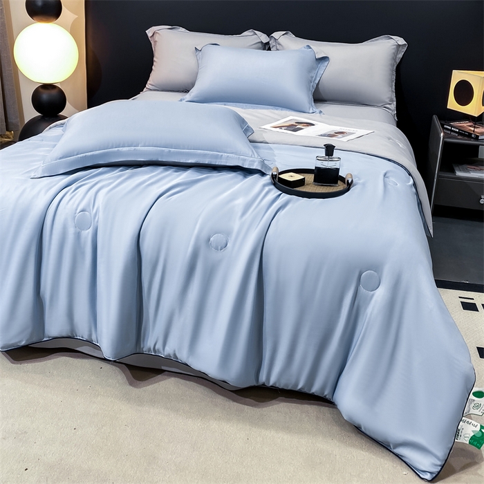 91家纺网 家纺一手货源 找家纺 （总）优贝家纺 2026新款100%莱赛尔纯色天丝面料夏被四件套终版