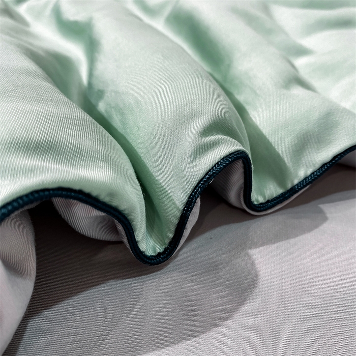 91家纺网 家纺一手货源 找家纺 优贝家纺 2026新款100%莱赛尔纯色天丝面料夏被四件套终版 清新绿