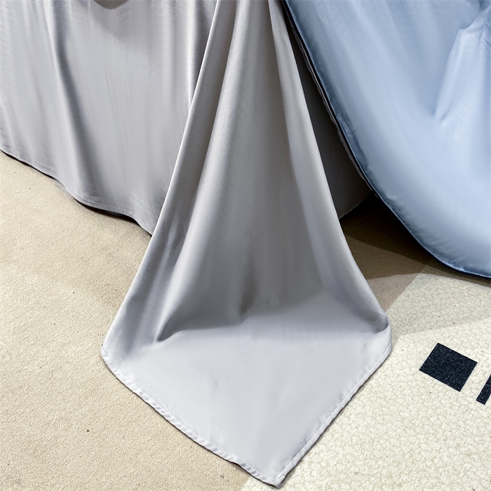 91家纺网 家纺一手货源 找家纺 优贝家纺 2026新款100%莱赛尔纯色天丝面料夏被四件套终版 海天蓝