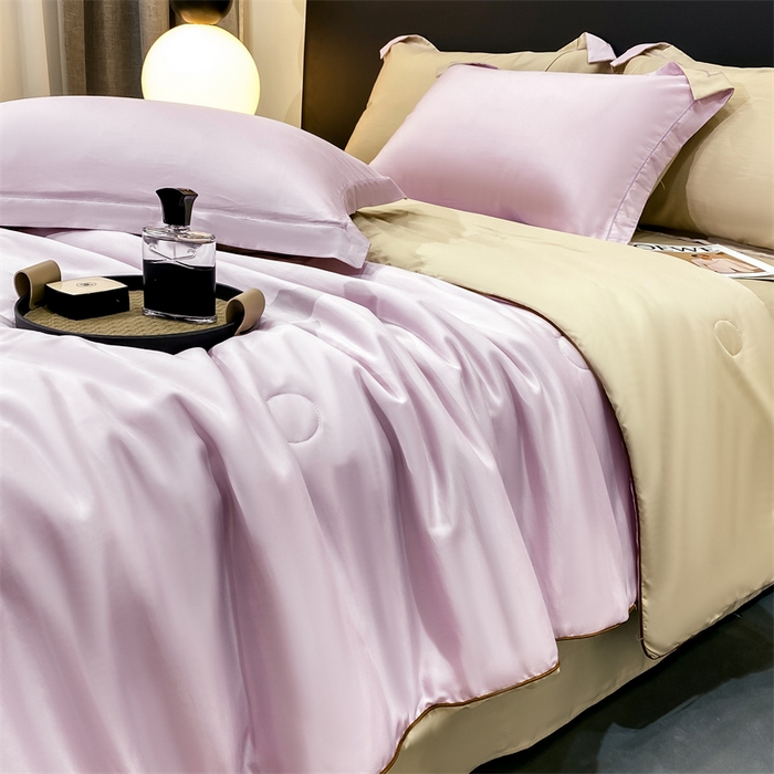 91家纺网 家纺一手货源 找家纺 优贝家纺 2026新款100%莱赛尔纯色天丝面料夏被四件套终版 香芋紫