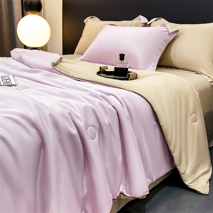 91家纺网 家纺一手货源 找家纺 优贝家纺 2026新款100%莱赛尔纯色天丝面料夏被四件套终版 香芋紫