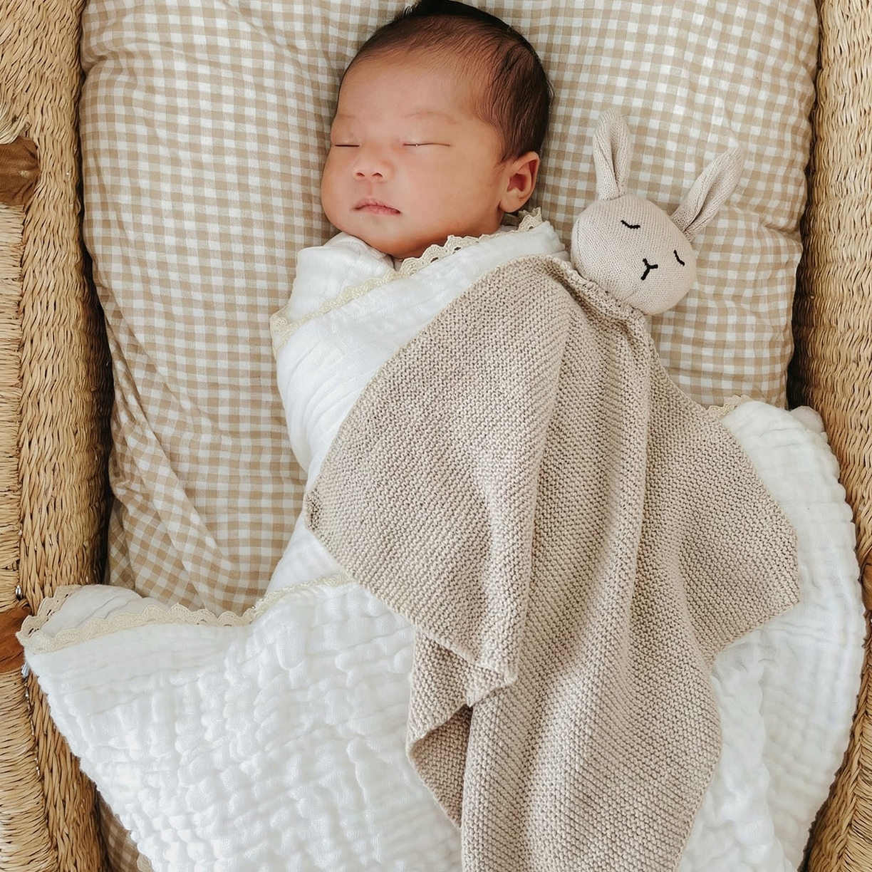 暖绵绵家纺 2026新款宝宝的好玩伴萌兔安抚巾新生儿陪睡软玩偶-安心兔 安心兔-米色 40*40cm