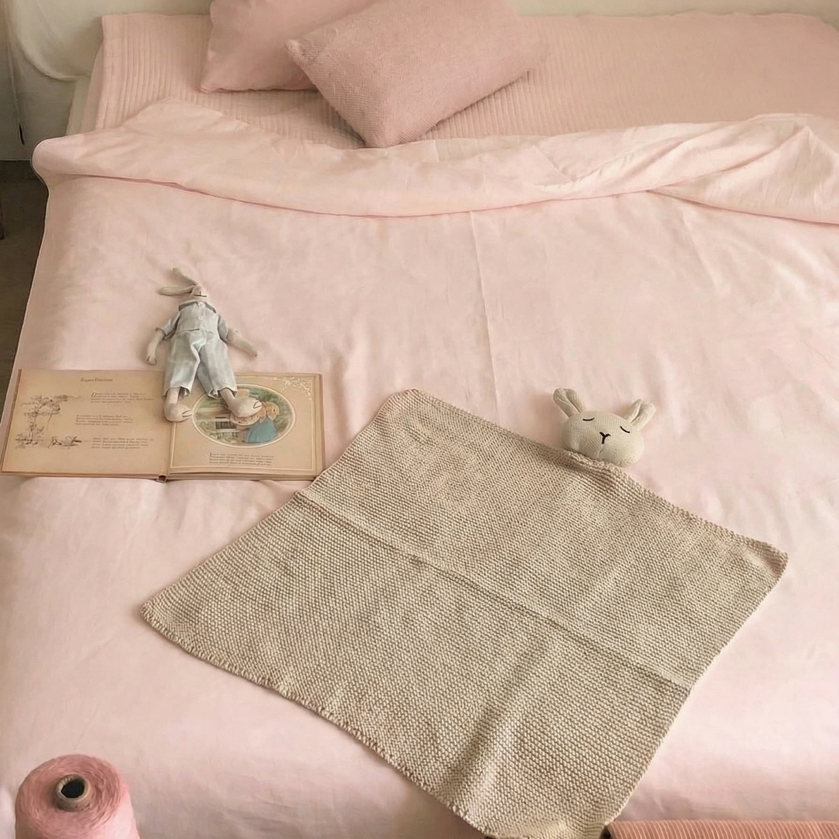 91家纺网 家纺一手货源 找家纺 暖绵绵家纺 2026新款宝宝的好玩伴萌兔安抚巾新生儿陪睡软玩偶-安心兔 安心兔-米色 40*40cm