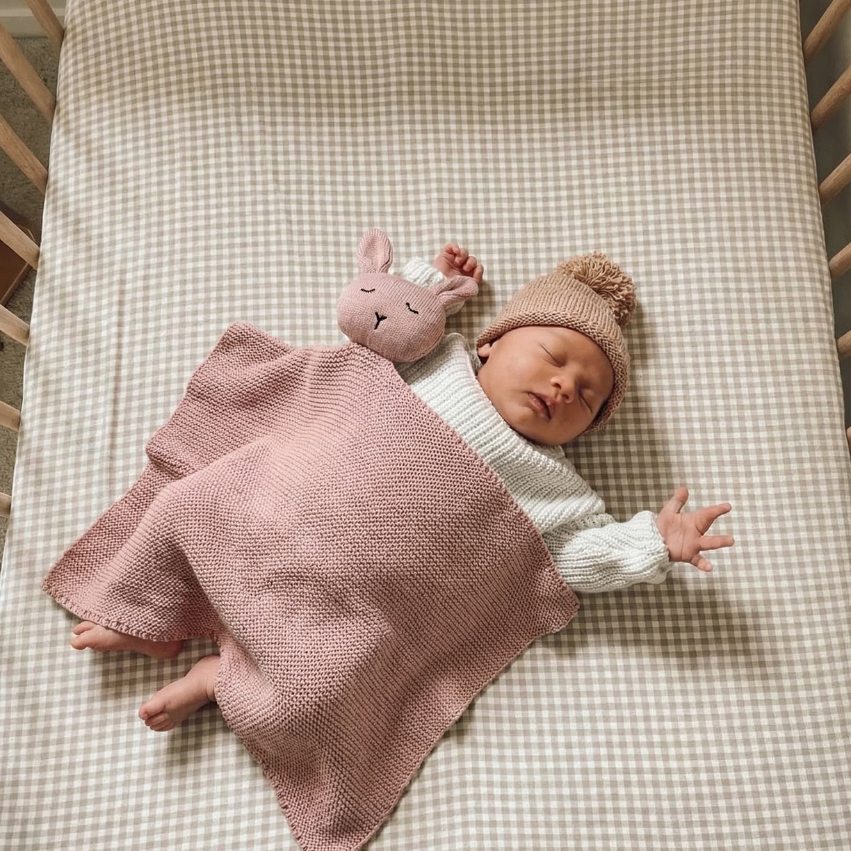 91家纺网 家纺一手货源 找家纺 暖绵绵家纺 2026新款宝宝的好玩伴萌兔安抚巾新生儿陪睡软玩偶-安心兔 安心兔-粉色 40*40cm