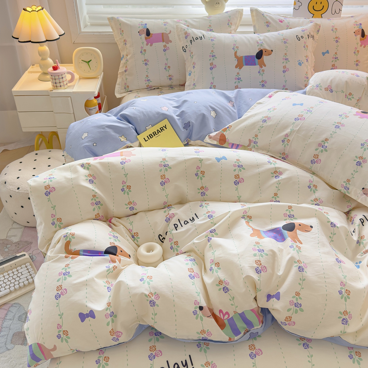 91家纺网 家纺一手货源 找家纺 （总）沐珩家纺 2026新款12868纯棉全棉印花卡通系列四件套