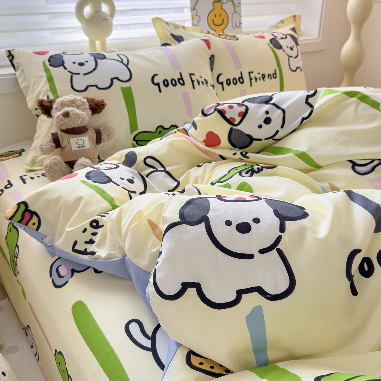 91家纺网 家纺一手货源 找家纺 沐珩家纺 2026新款12868纯棉全棉印花卡通系列四件套 乐园派