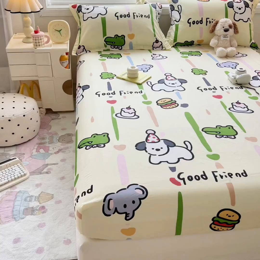 91家纺网 家纺一手货源 找家纺 沐珩家纺 2026新款12868纯棉全棉印花卡通系列四件套 乐园派