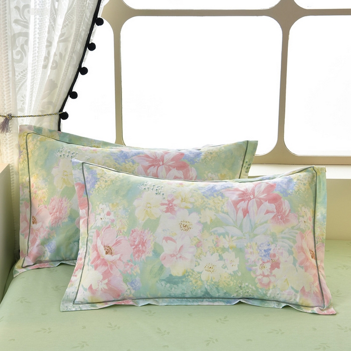 91家纺网 家纺一手货源 找家纺 （总）绘萱家居 2026直播爆款一字绣吊边款纯棉100%全棉四件套印花百分百（喷气高品质）