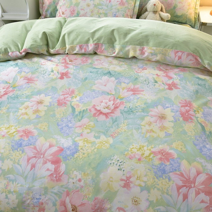 91家纺网 家纺一手货源 找家纺 （总）绘萱家居 2026直播爆款一字绣吊边款纯棉100%全棉四件套印花百分百（喷气高品质）