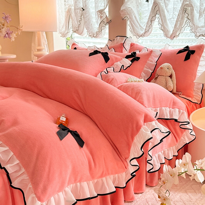 91家纺网 家纺一手货源 找家纺 沐珩家纺 2026新款高克重加厚保暖牛奶绒四件套-潘多拉系列 潘多拉-粉