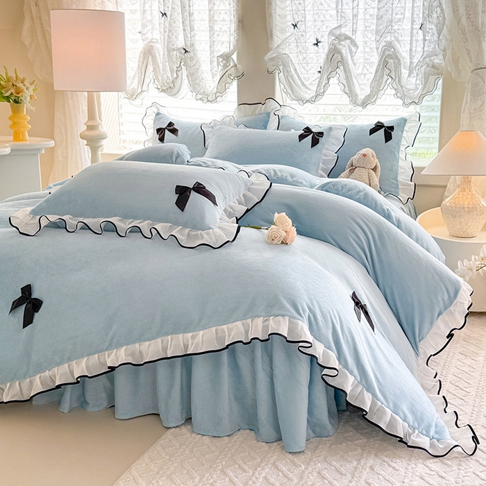 91家纺网 家纺一手货源 找家纺 沐珩家纺 2026新款高克重加厚保暖牛奶绒四件套-潘多拉系列 潘多拉-浅蓝