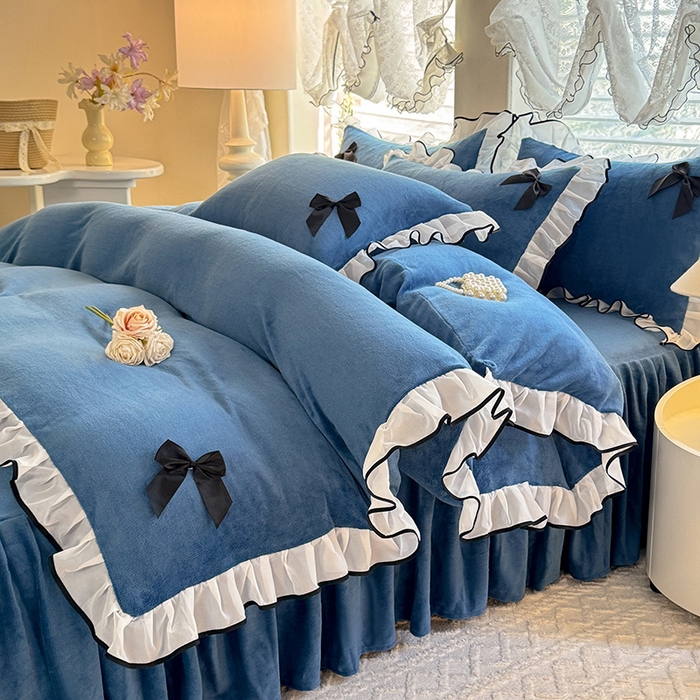 91家纺网 家纺一手货源 找家纺 沐珩家纺 2026新款高克重加厚保暖牛奶绒四件套-潘多拉系列 潘多拉-深蓝