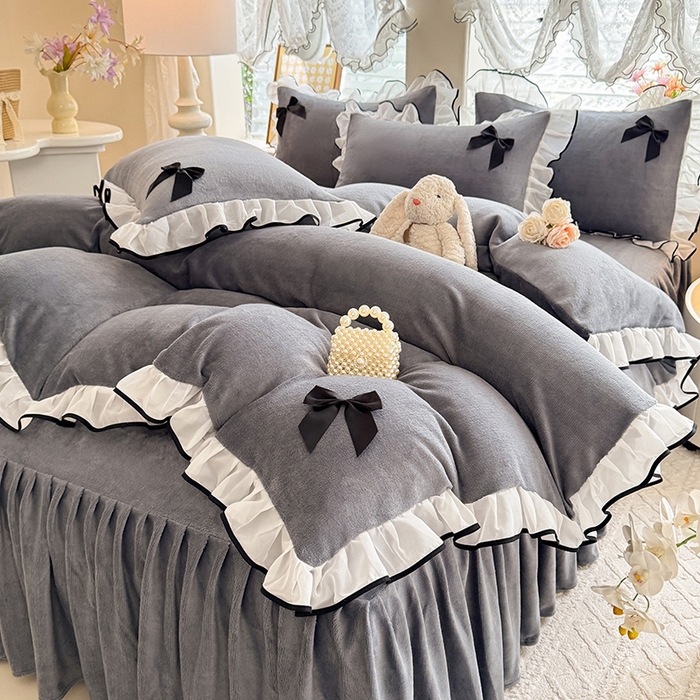 91家纺网 家纺一手货源 找家纺 沐珩家纺 2026新款高克重加厚保暖牛奶绒四件套-潘多拉系列 潘多拉-灰