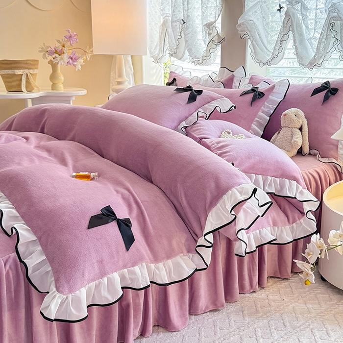 91家纺网 家纺一手货源 找家纺 沐珩家纺 2026新款高克重加厚保暖牛奶绒四件套-潘多拉系列 潘多拉-紫