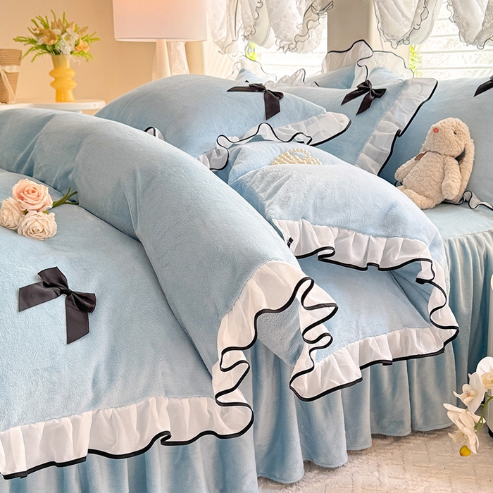 91家纺网 家纺一手货源 找家纺 沐珩家纺 2026新款高克重加厚保暖牛奶绒四件套-潘多拉系列 潘多拉-浅蓝