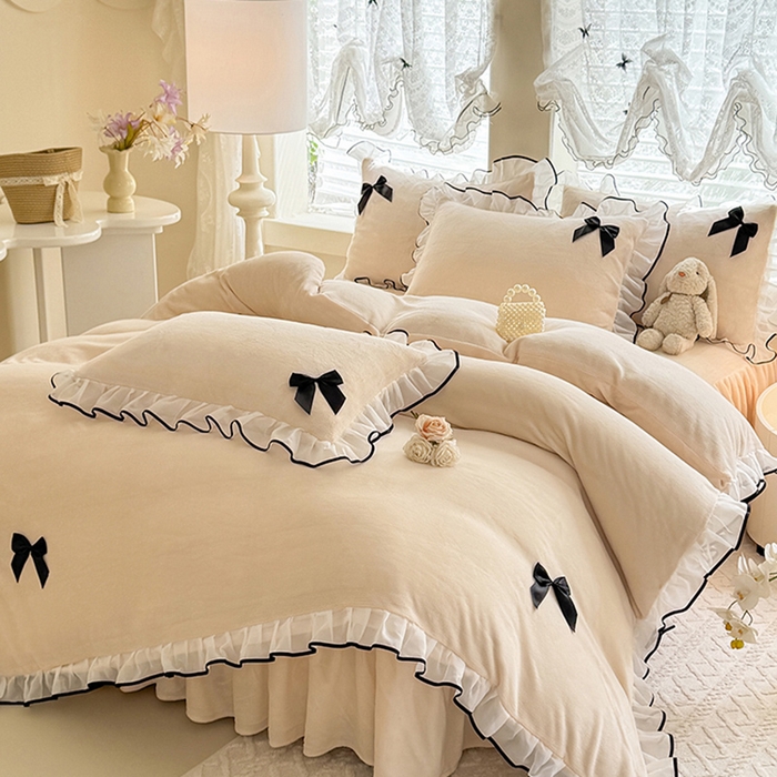 91家纺网 家纺一手货源 找家纺 沐珩家纺 2026新款高克重加厚保暖牛奶绒四件套-潘多拉系列 潘多拉-白