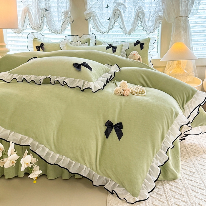 91家纺网 家纺一手货源 找家纺 沐珩家纺 2026新款高克重加厚保暖牛奶绒四件套-潘多拉系列 潘多拉-绿