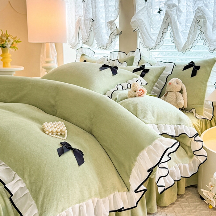 91家纺网 家纺一手货源 找家纺 沐珩家纺 2026新款高克重加厚保暖牛奶绒四件套-潘多拉系列 潘多拉-绿