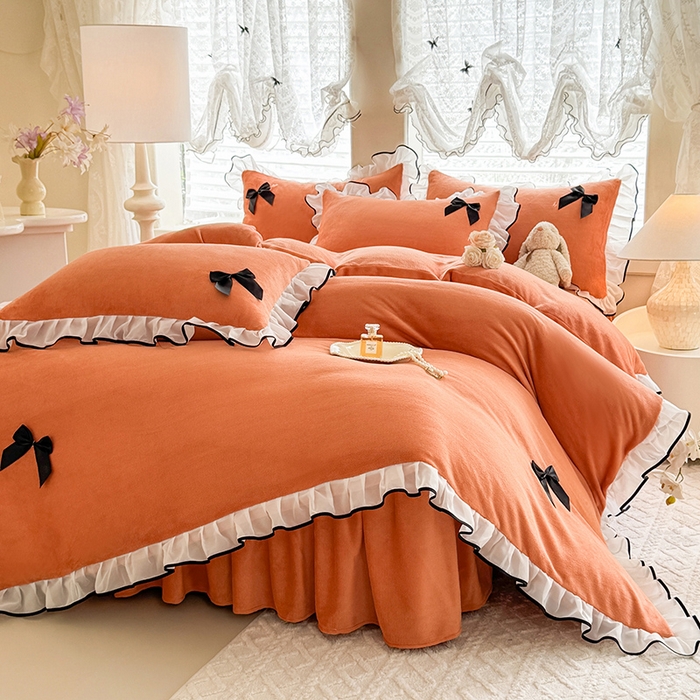 91家纺网 家纺一手货源 找家纺 沐珩家纺 2026新款高克重加厚保暖牛奶绒四件套-潘多拉系列 潘多拉-橙