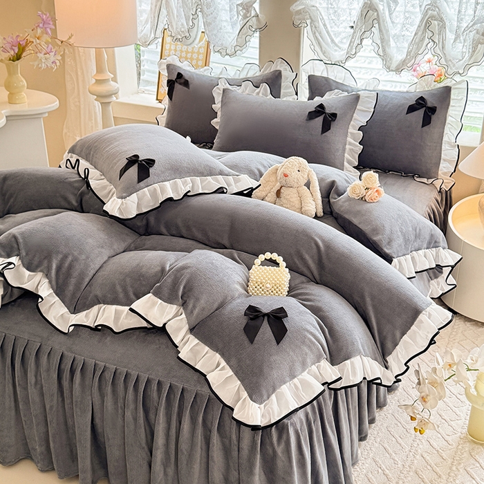 91家纺网 家纺一手货源 找家纺 沐珩家纺 2026新款高克重加厚保暖牛奶绒四件套-潘多拉系列 潘多拉-灰