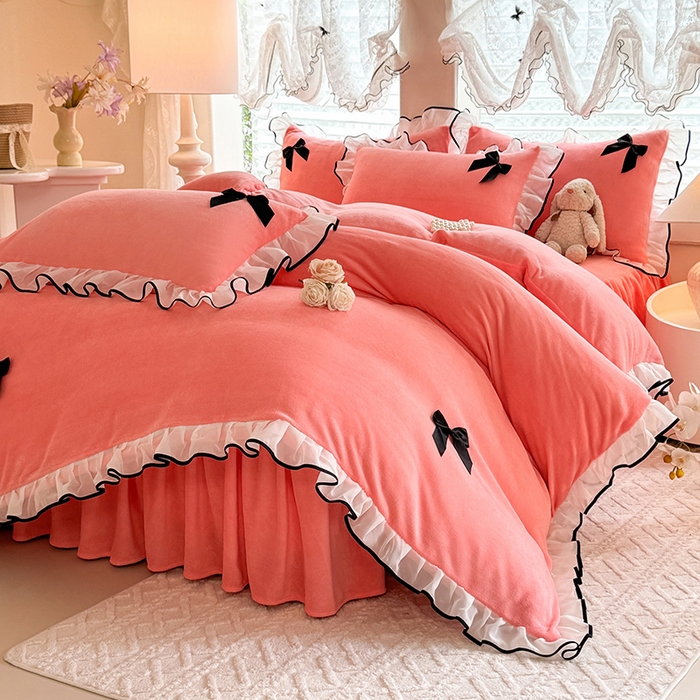 91家纺网 家纺一手货源 找家纺 沐珩家纺 2026新款高克重加厚保暖牛奶绒四件套-潘多拉系列 潘多拉-粉