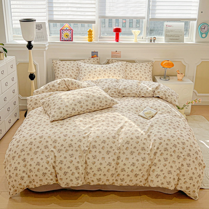 91家纺网 家纺一手货源 找家纺 亿梵家居 2025新款A类母婴级有氧全棉纯棉双层纱纯棉印花四件套-叠拍图晨曦