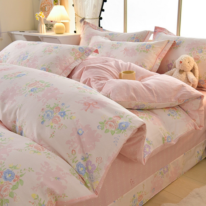 91家纺网 家纺一手货源 找家纺 （总）绘萱家居 2026直播爆款一字绣吊边款纯棉100%全棉四件套印花百分百（喷气高品质）