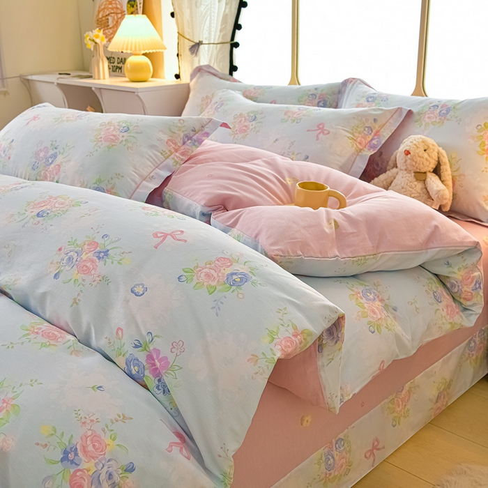 91家纺网 家纺一手货源 找家纺 （总）绘萱家居 2026直播爆款一字绣吊边款纯棉100%全棉四件套印花百分百（喷气高品质）