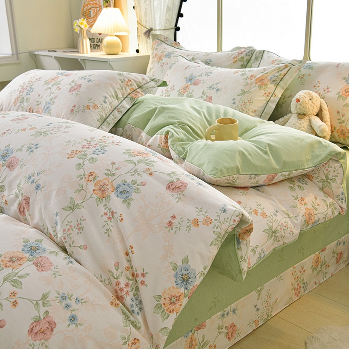 91家纺网 家纺一手货源 找家纺 （总）绘萱家居 2026直播爆款一字绣吊边款纯棉100%全棉四件套印花百分百（喷气高品质）