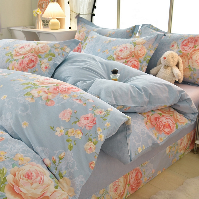 91家纺网 家纺一手货源 找家纺 （总）绘萱家居 2026直播爆款一字绣吊边款纯棉100%全棉四件套印花百分百（喷气高品质）